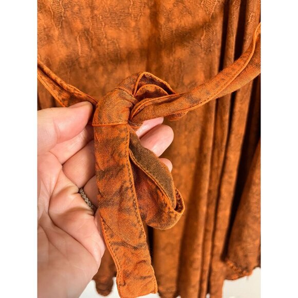 Retro Floral Beaded Boho Top Orange L Indie Hippie Western Folk Artsy Funky 80s - Picture 10 of 16